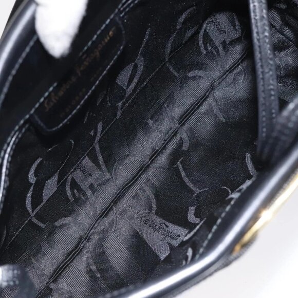 Salvatore Ferragamo Vala Shoulder Bag Leather Black Gold Auth - Picture 14 of 16